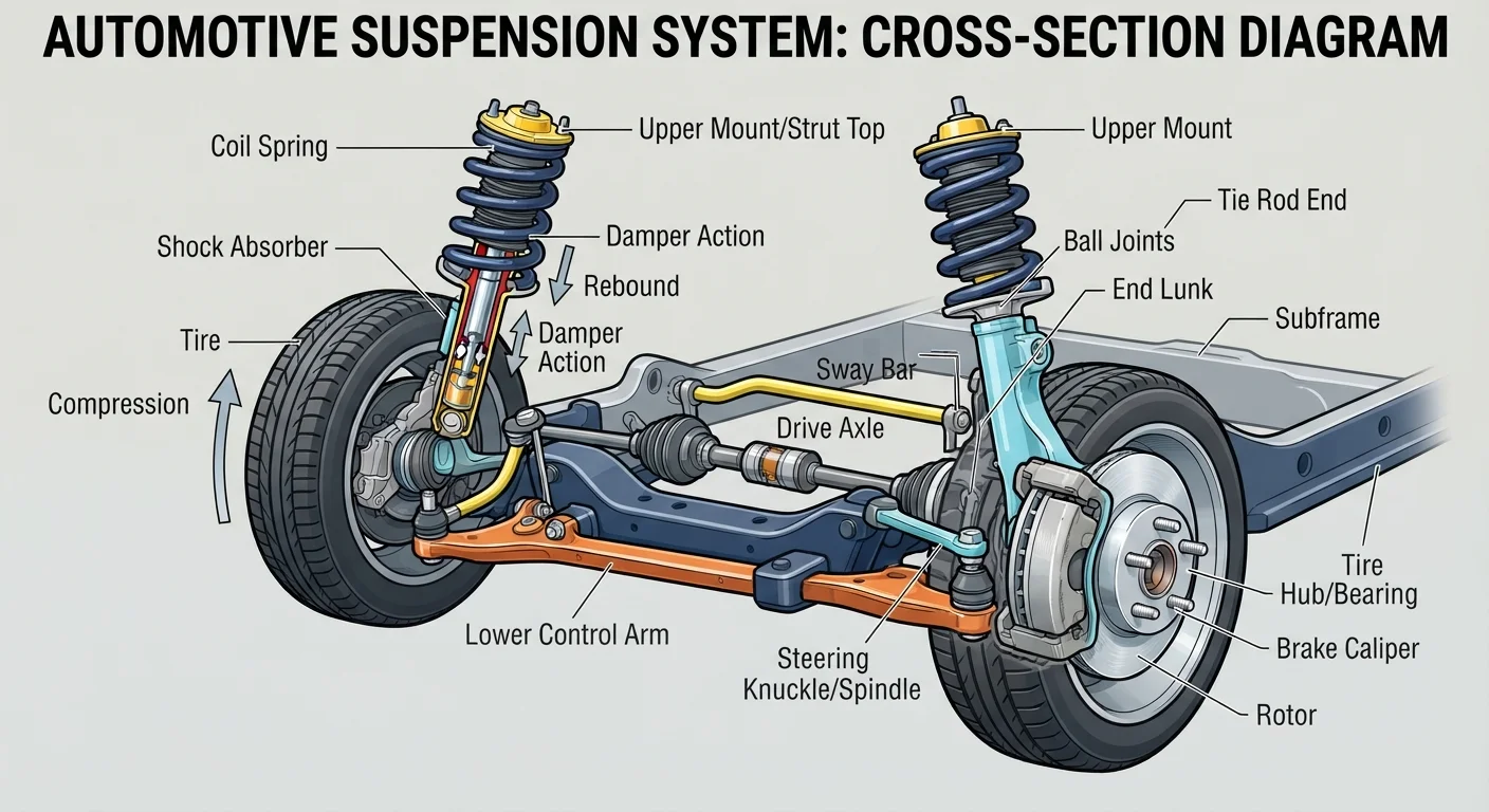 Inside a Car's Suspension: How Bumps in the Road Don't Reach the Cabin